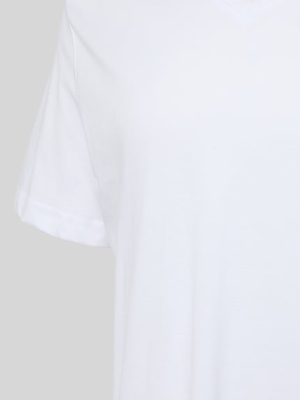 Productfoto, T-shirt uit puur katoen in set van 2 van Christian Berg Men, witte kleur, regular fit, V-hals, gladde textuur