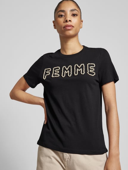 ONLY T-Shirt mit Perlenbesatz Modell 'NANNA' Black 3