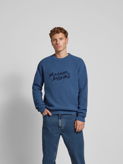 MAISON KITSUNÉ Sweatshirt met labelstitching Oceaanblauw - 4