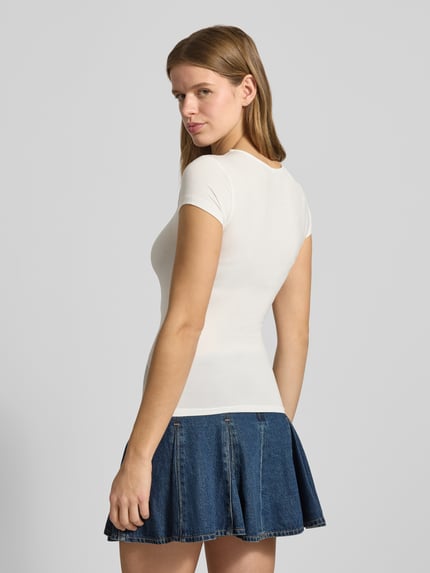 Gina Tricot Slim fit T-shirt van Modalmix Offwhite - 5