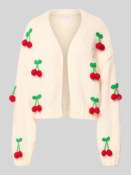 Produktfoto, Oversized Strickjacke mit Zier-Applikationen von Apricot, gruby ścieg, ozdobne aplikacje, krój oversized, kremowy kolor