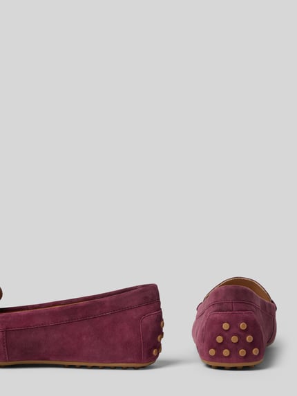 Produktfoto, Mokassins aus echtem Schafleder Modell 'BARNSBURY' von Lauren Ralph Lauren, Damen Slipper, bordeaux, weiche Textur, Gummisohle
