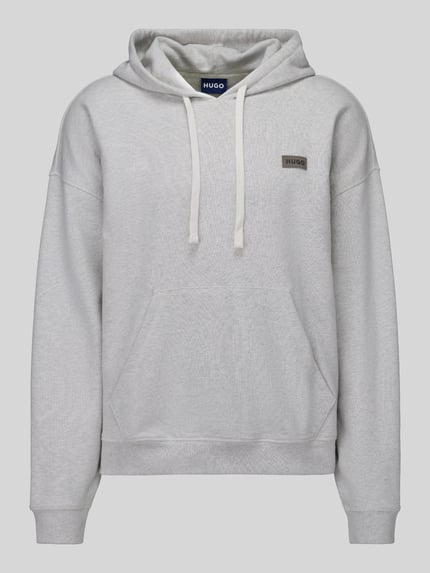 HUGO Blue Hoodie mit Logo-Patch Hellgrau Melange 2