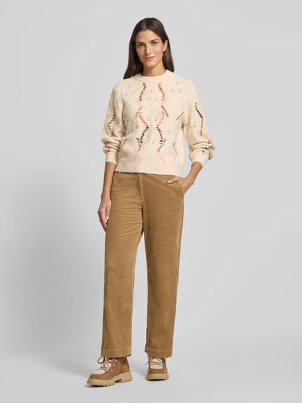 YAS Regular Fit Strickpullover mit Woll-Anteil Modell 'GABBI' Offwhite 1