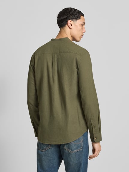 JACK & JONES Regular Fit Freizeithemd aus Baumwoll-Leinen-Mix Oliv 5
