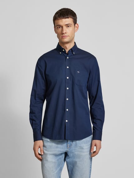Fynch-Hatton Regular fit vrijetijdsoverhemd met streepmotief, model 'All Season' Marineblauw - 4