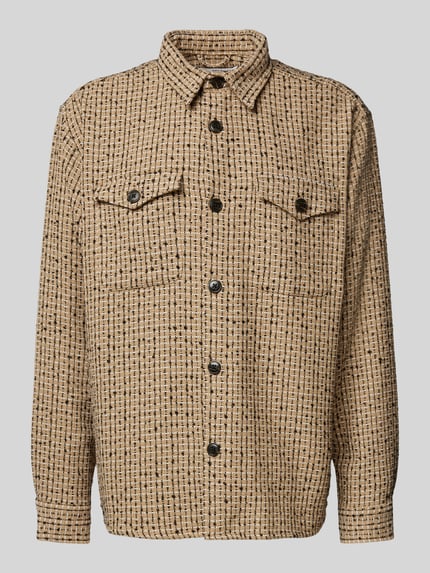 Selected Koszula wierzchnia z fakturowanym wzorem model ‘BOXY-MASONBOUCLE’ Piaskowy 2