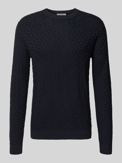 ONLY & SONS Regular Fit Strickpullover mit Strukturmuster Modell 'KALLE' Dunkelblau 2