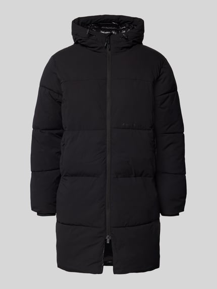 JACK & JONES Regular fit gewatteerde lange jas met capuchon, model 'Jorvester' Zwart - 2