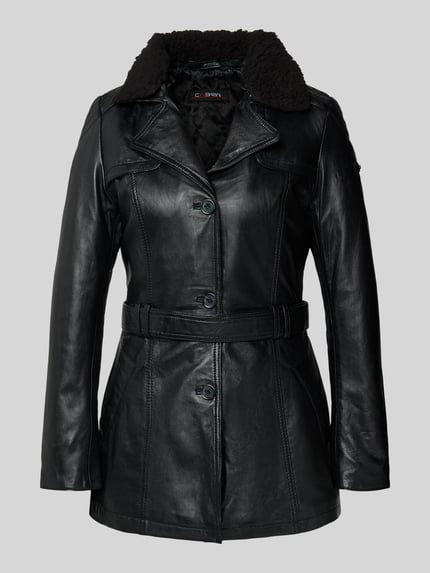 Cabrini Ledermantel mit Reverskragen Black 2