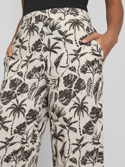 Jake*s Collection Wide leg stoffen broek met steekzakken Beige - 3