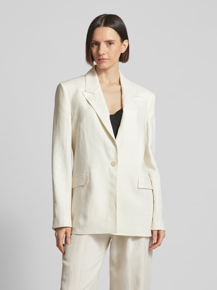 Patrizia Pepe Blazer van een mix van viscose en linnen, model 'GIACCA ESSENTIAL' Wit - 4