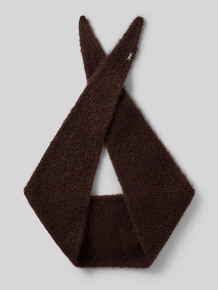 OPUS Schal mit metallischem Logo-Detail Modell 'Ableti' Mittelbraun 1
