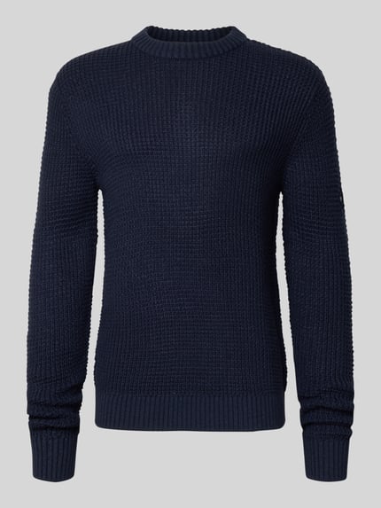 JACK & JONES Strickpullover mit gerippten Abschlüssen Modell 'LINK' Marine 2