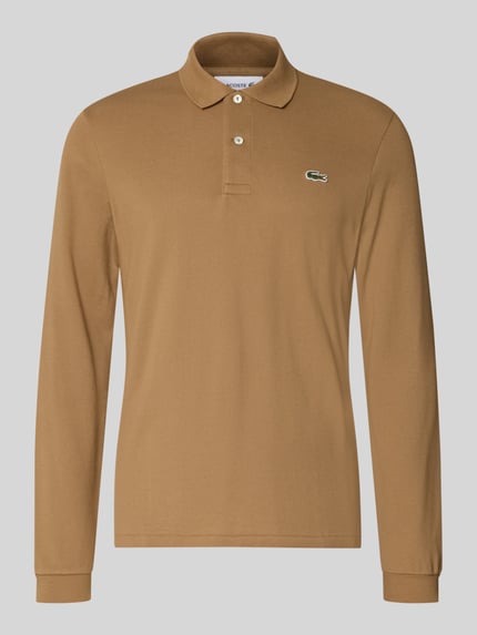 Produktfoto, Regular Fit Poloshirt aus reiner Baumwolle von Lacoste in Braun mit langem Arm, glatter Stoff, zwei Knöpfe, schlichte Optik