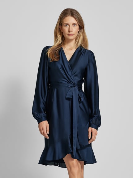 SWING Knielanges Cocktailkleid in Wickel-Optik Dunkelblau 4