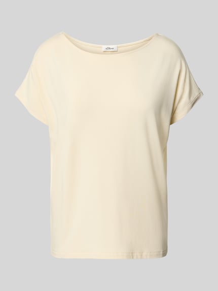 s.Oliver RED LABEL T-shirt o kroju loose fit z mieszanki wiskozy Écru 2