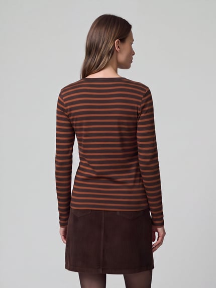 s.Oliver RED LABEL Longsleeve mit abgerundetem Saum Dunkelbraun 5