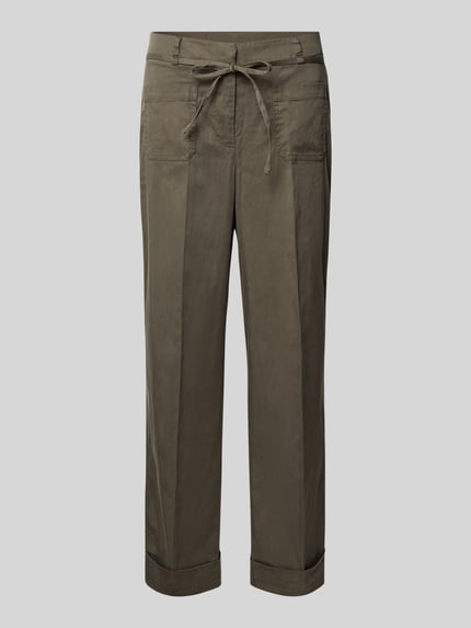 OPUS Straight Leg Stoffhose mit Bügelfalten Modell 'Meeri' Khaki 2