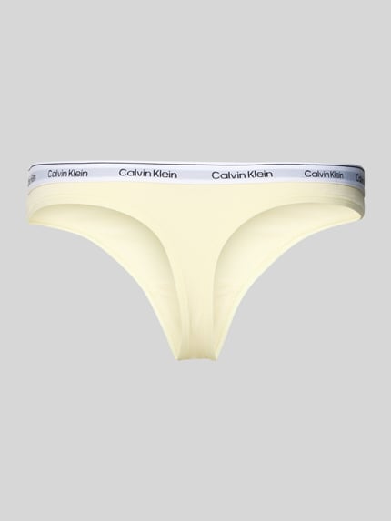 Produktfoto, String mit elastischem Bund im 3er-Pack von Calvin Klein Underwear, bawełna z elastanem, dopasowany krój, jasny kolor