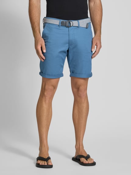 MCNEAL Slim fit bermuda met riem Oceaanblauw gemêleerd - 4