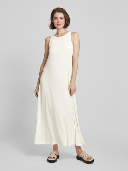 MM by Max Mara Maxikleid mit Rundhalsausschnitt Modell 'SUPREMO' Ecru 1