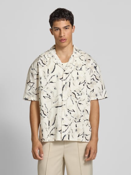 PEGADOR Relaxed fit vrijetijdsoverhemd met labelstitching, model 'Novo' Ecru - 4