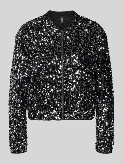 VERO MODA Bomberjacke mit Paillettenstruktur Modell 'VMBELLE' Black 2