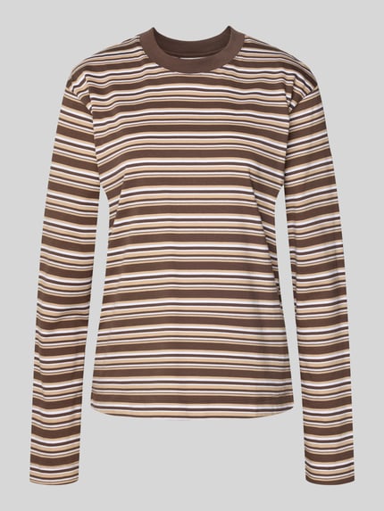 Produktfoto, Boxy Fit Longsleeve Modell 'SOPHIA' von JJXX für Damen aus Reine Baumwolle mit Streifenmuster und Rundhalsausschnitt, Rückenlänge 53 cm bei Größe S.