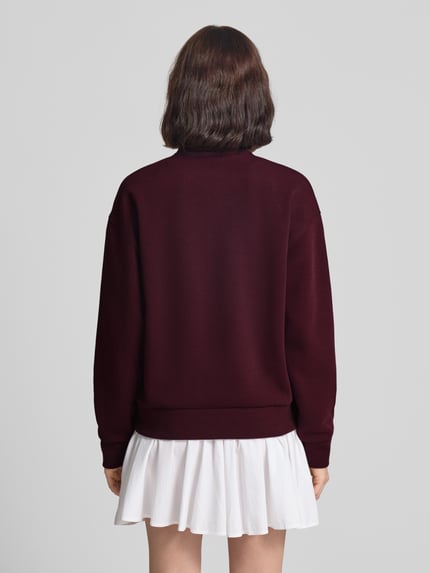 Lacoste Relaxed Fit Troyer aus Baumwoll-Mix Bordeaux 5