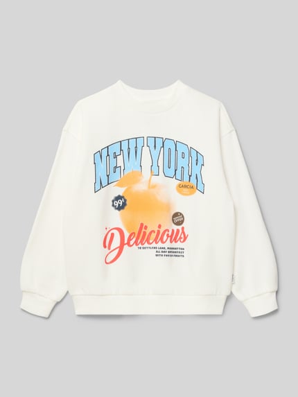Garcia Sweatshirt mit Label-Print Weiss 1