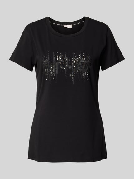 Liu Jo White T-Shirt mit Ziersteinbesatz Black 2