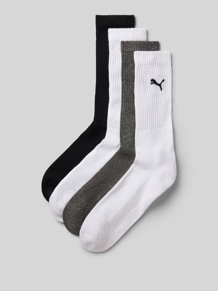 PUMA Socken mit Logo-Detail im 4er-Pack Mittelgrau Melange 1