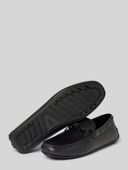 BOSS Mocassins met label in reliëf, model 'Noel' Zwart - 4