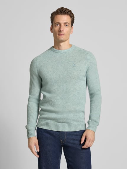 MCNEAL Regular Fit Strickpullover aus reiner Wolle Helltuerkis Melange 4