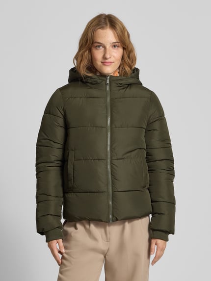 PIECES Regular Fit Steppjacke mit Kapuze Modell 'BEE NEW' Khaki 4