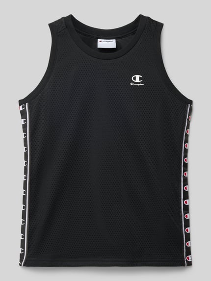 Champion regular fit tank top van mesh met logoprint Zwart - 1