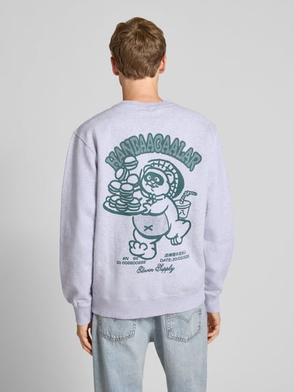 Edwin Sweatshirt met statementprint, model 'TAKUNI' Lichtgrijs gemêleerd - 4