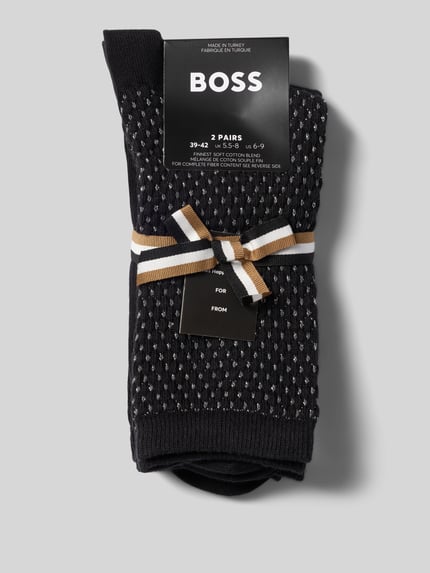 Produktfoto, Socken aus Baumwoll-Mix im 2er-Pack Modell 'ShineDiam' von BOSS für Damen, Schwarz mit glänzenden Details, strukturierte Oberfläche