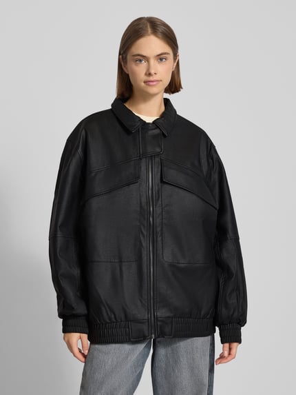 Karo Kauer Kurtka o kroju oversized z imitacji skóry Czarny 4