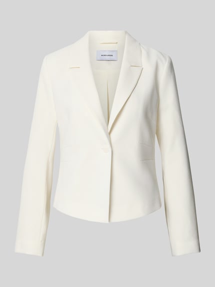 Productfoto, Blazer uit viscosemix met reverskraag van More & More, getailleerd model, met stretch, knoopsluiting, ivoor, gladde stoftex.