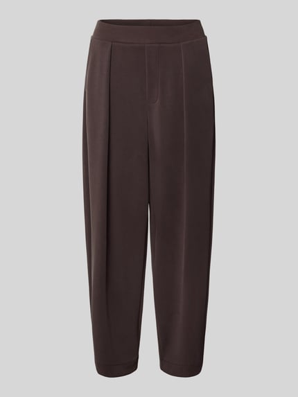 Produktfoto, Sweatpants aus Modal-Mix mit Bundfalten von Rich & Royal in Dunkelbraun, Barrel Fit, elastischer Bund, Gesäßtaschen, Damenmode