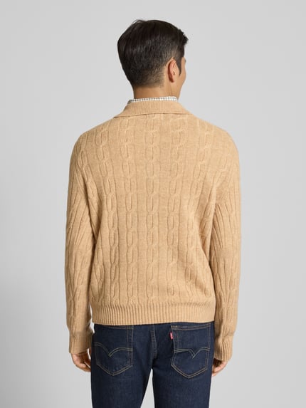 GANT Slim Fit longsleeve van pure lamswol model 'Cable' Zand - 5