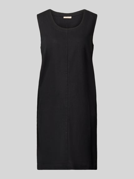 Produktfoto, Knielanges Kleid aus Leinen-Viskose-Mix Modell 'LAVA' von FREE/QUENT, gerader Schnitt, schwarze Farbe, glatte Textur