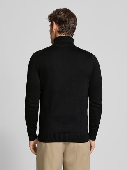 Christian Berg Men Slim fit pullover van een mix van katoen en wol Zwart - 5
