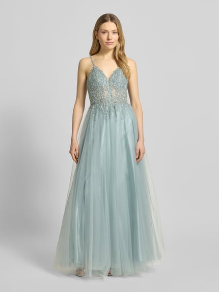 Hey Kyla Abendkleid mit Spitze und Spaghettiträgern Aqua 4
