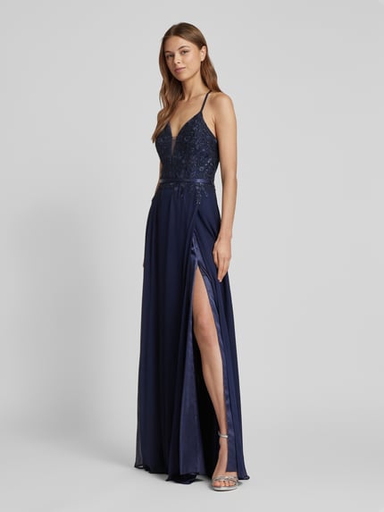 VM by Vera Mont Abendkleid mit Häkelspitze Marine 1