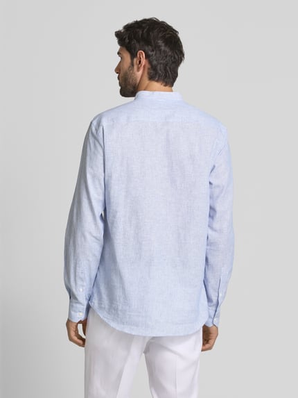Emporio Armani Regular Fit Freizeithemd aus Leinen-Baumwoll-Mix Hellblau 5