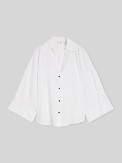 Tom Tailor Oversize Bluse aus Leinen-Viskose-Mix Weiss 2