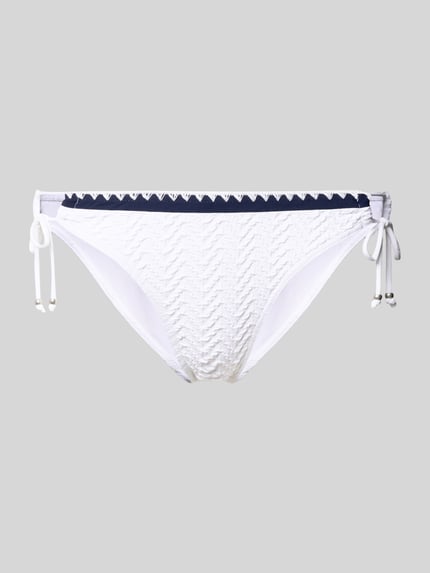 Productfoto, Slim Fit Bikini-Hose met structuurpatroon model 'Jada' van Banana Moon, wit met zwart, elastische materiaalmix